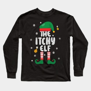 Itchy Elf - Christmas Little Helper Design Long Sleeve T-Shirt